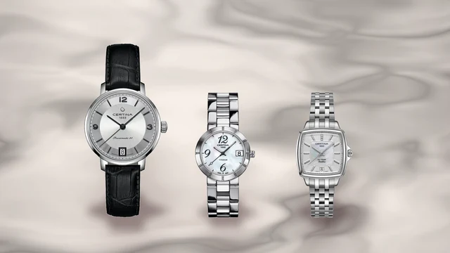 Trei ceasuri Certina de dama, unul automatic cu curea de piele si unul cu bratara de titan