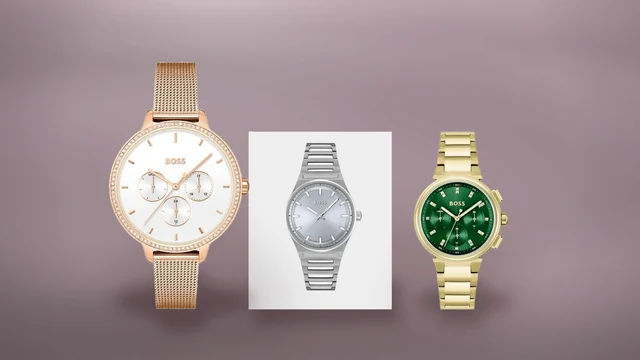 Trei ceasuri Hugo Boss de dama, unul cu bratara de inox si unul cu curea de cauciuc