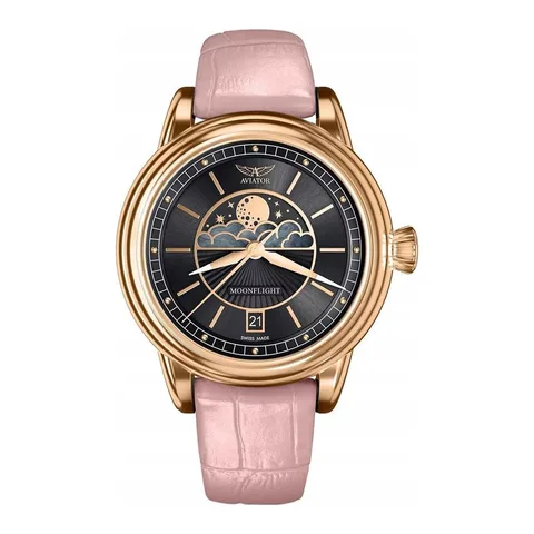 Aviator V.1.33.2.253.4PM quartz roz auriu roz 36x10mm