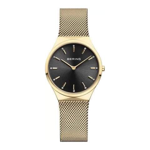 Bering 12131-332, bratara galbena, carcasa galbena, 31x6mm, cadran negru, rezistent la apa 30m