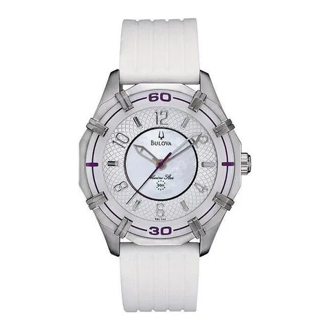 Bulova Marine Star 96L144, curea cauciuc alb, cadran sidef, 36mm