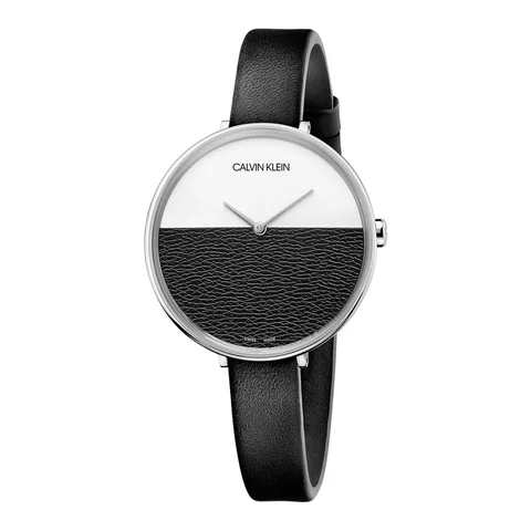 CALVIN KLEIN cu cadran cu model colorblock, Negru/Argintiu