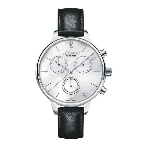 Ceas Atlantic Elegance Cronograph, carcasa 38mm, curea piele neagra, 29430.41.07