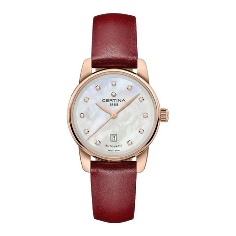 Ceas de dama, Certina, Inox/Piele, Maro/Argintiu