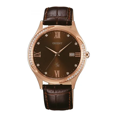 Ceas de dama, Orient FUNF8001T0, cu bratara din piele Auriu Rose