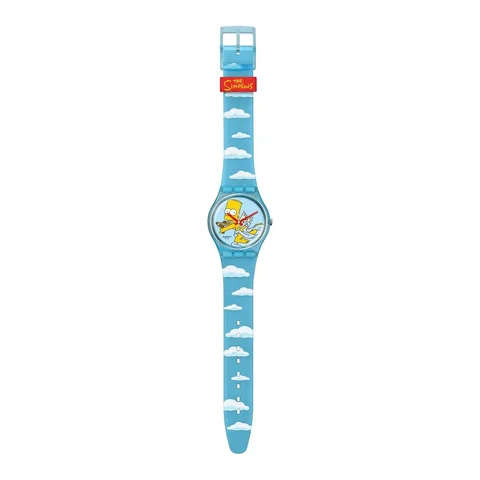 Ceas de dama Swatch Angel Bart, design Bart Simpson, silicon/plastic, 30m rezistent la apa, Swiss Made
