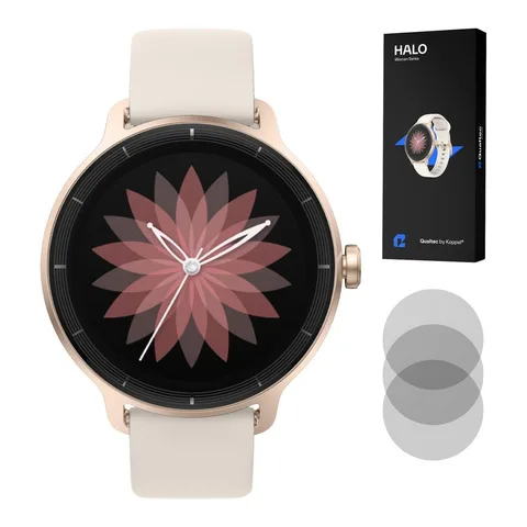 Ceas smartwatch dama, Qualtec by Koppel®, inteligent, smartwatch femei, fitness sport, ecran rotund 1.27", fluid, numarat pasi, rezistent apa telefon Android/iPhone, notificari, apel Bluetooth 5.3, microfon HD, limba RO, folii protectie, HALO, gold