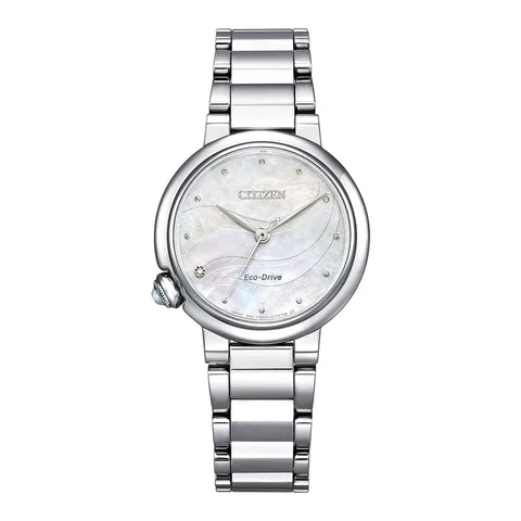 Citizen de otel inoxidabil cu cristale Eco-Drive, Argintiu