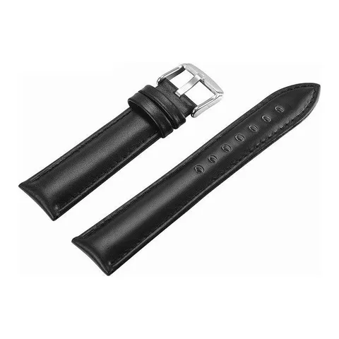 Curea ceas piele naturala, 20 mm, Negru Mat