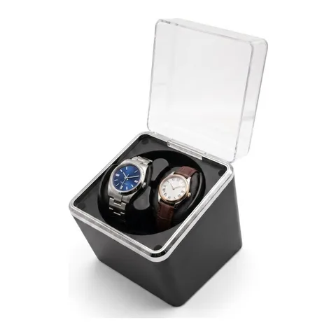 Cutie intors ceasuri automatice iUni, 4 programe, Watch Winder 2, Negru-Argintiu