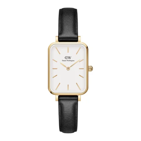 Daniel Wellington cu o curea de piele, Auriu, Negru