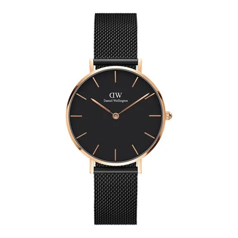 Daniel Wellington din otel inoxidabil cu bratara cu model plasa, Negru