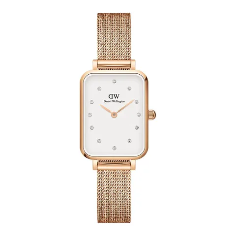 Daniel Wellington dreptunghiular analog cu zirconia, Auriu rose