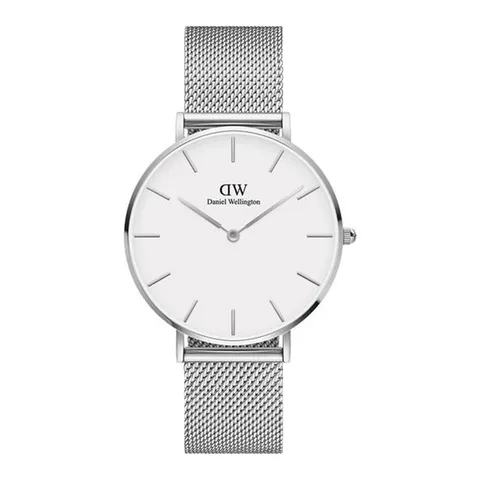 Daniel Wellington rotund cu bratara cu model plasa, Argintiu