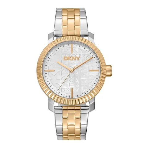 DKNY in doua nuante, cu logo pe cadran, Argintiu, Auriu