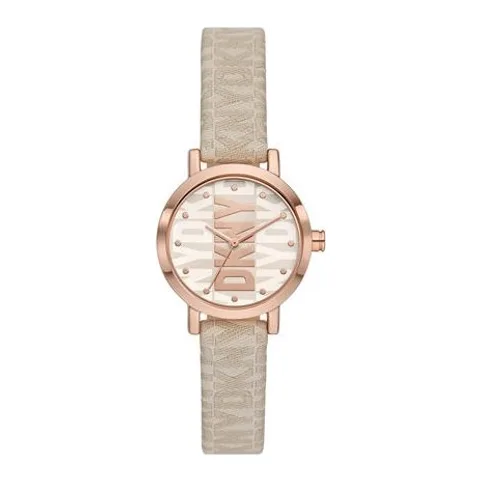 DKNY Soho, quartz, bej auriu, 28x12mm