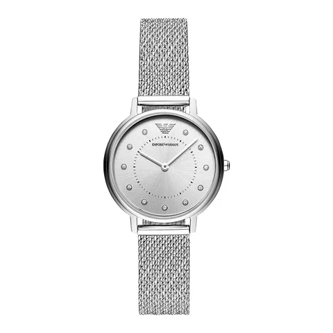 Emporio Armani cu bratara cu model plasa, Argintiu