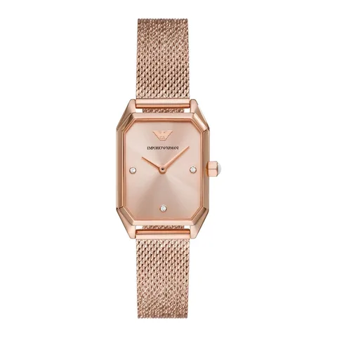 Emporio Armani quartz din otel inoxidabil, Auriu rose