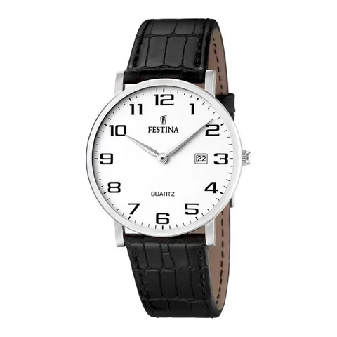 Festina cu o curea de piele, Negru