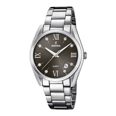 Festina cu zirconia pe cadran, Argintiu