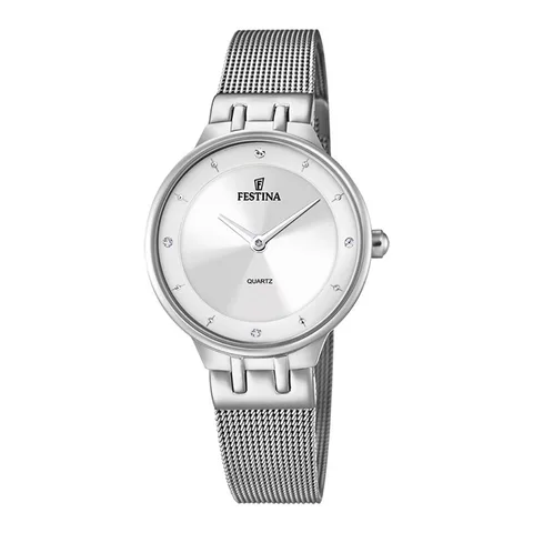 Festina din otel inoxidabil cu zirconia, Argintiu