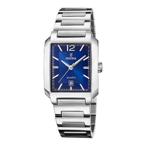 Festina quartz din otel inoxidabil cu logo pe cadran, Argintiu