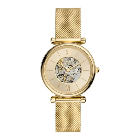 Fossil automatic cu bratara cu model plasa, Auriu