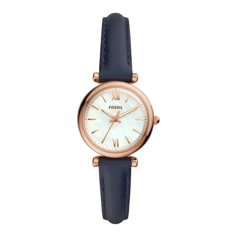 Fossil cu o curea de piele Carlie, Bleumarin