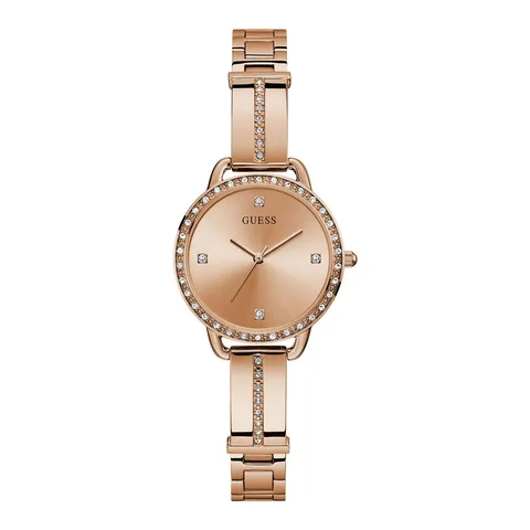 Guess analog decorat cu cristale, Auriu rose