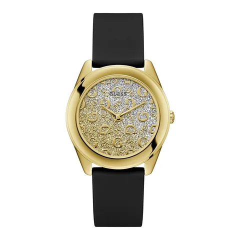 GUESS cu o curea de silicon, Auriu, Negru
