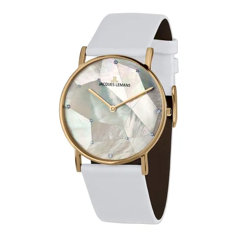 Jacques Lemans cu cadran mother of pearl, Alb