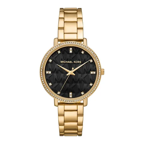 Michael Kors rotund decorat cu cristale, Auriu