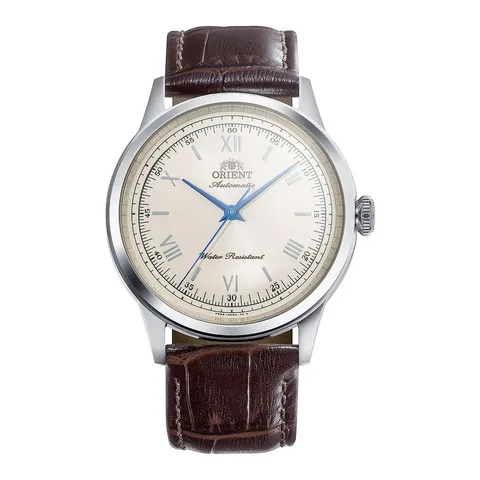 ORIENT unisex automatic cu o curea de piele, Maro coniac
