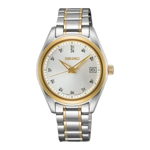 Seiko din otel inoxidabil cu 12 diamante, Argintiu, Auriu