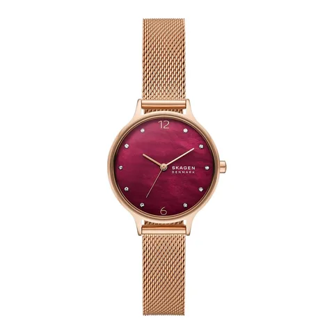 Skagen de otel inoxidabil cu cristale, Auriu rose