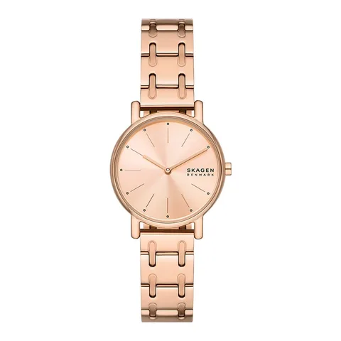Skagen din otel inoxidabil cu logo pe cadran, Maro bronz