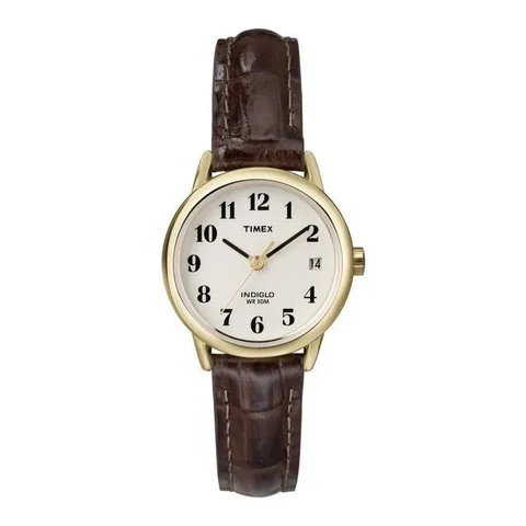 Timex, Inox/Piele naturala, Cuart, Auriu/Maro