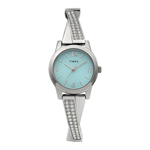 Timex quartz decorat cu cristale Main Street - 25 mm, Argintiu