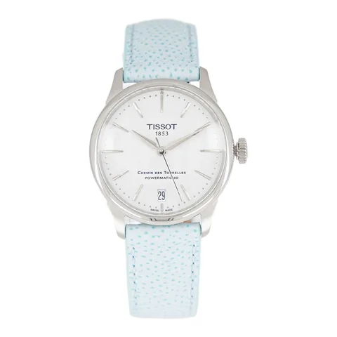 Tissot cu mecanism automat si curea din piele, Bleu