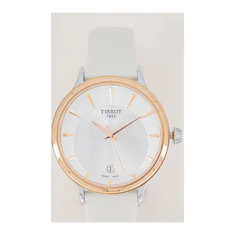 Tissot din otel inoxidabil cu curea din piele, Albastru, Alb