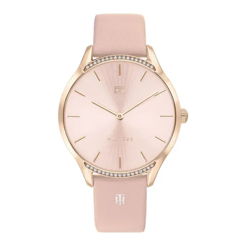 Tommy Hilfiger analog cu o curea din piele, Roz/Auriu rose
