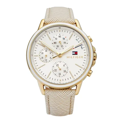 Tommy Hilfiger cu functii multiple si o curea de piele, Bej/Auriu