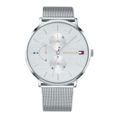 Tommy Hilfiger quartz cu bratara cu model plasa, Argintiu