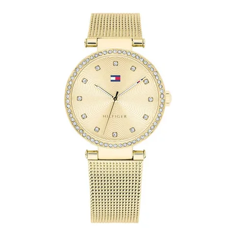 Tommy Hilfiger quartz decorat cu cristale, Auriu